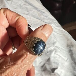 Men's Silver Ring with Star Sapphire Stone size 10.5.